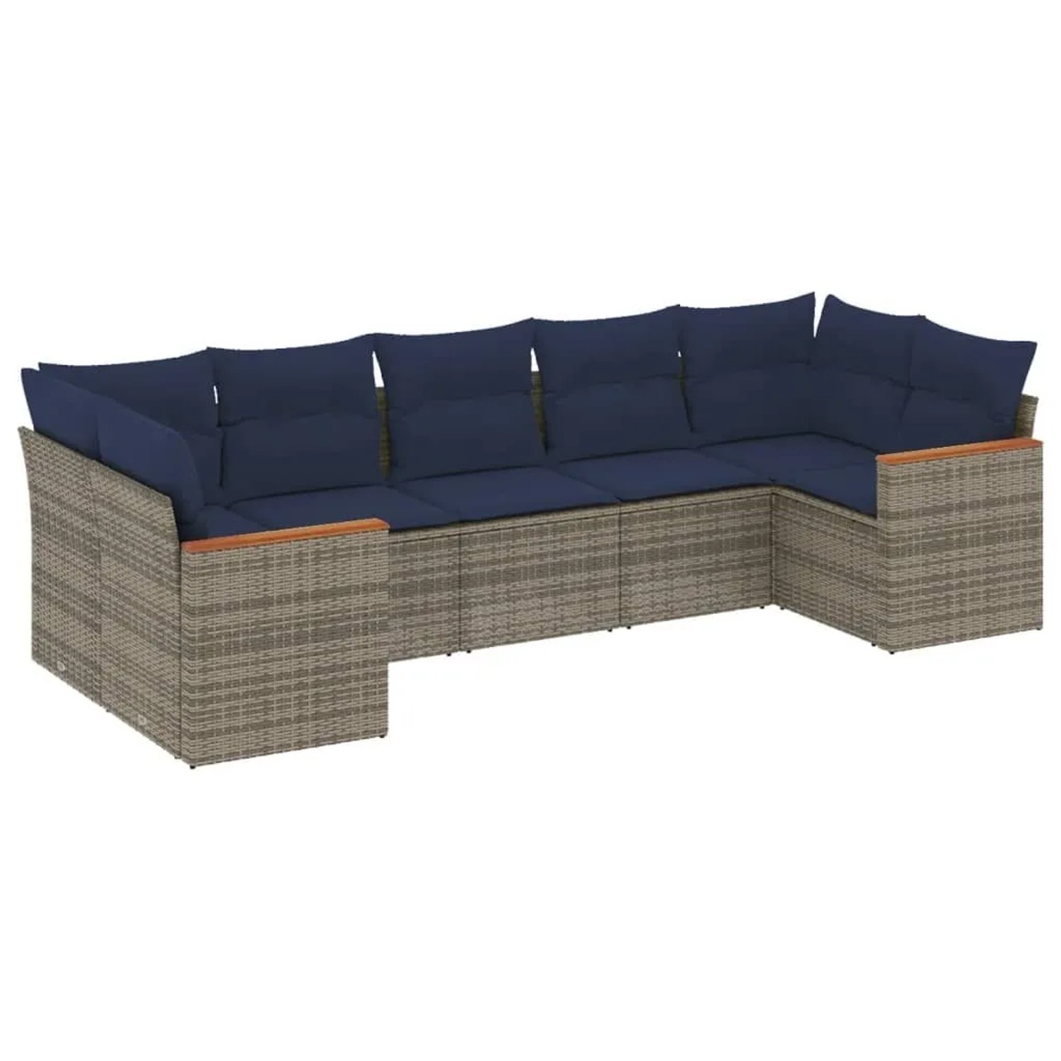 vidaXL 7-Tlg Gartensofa-Set mit Kissen Grau Polyrattan 3226271 günstig online kaufen