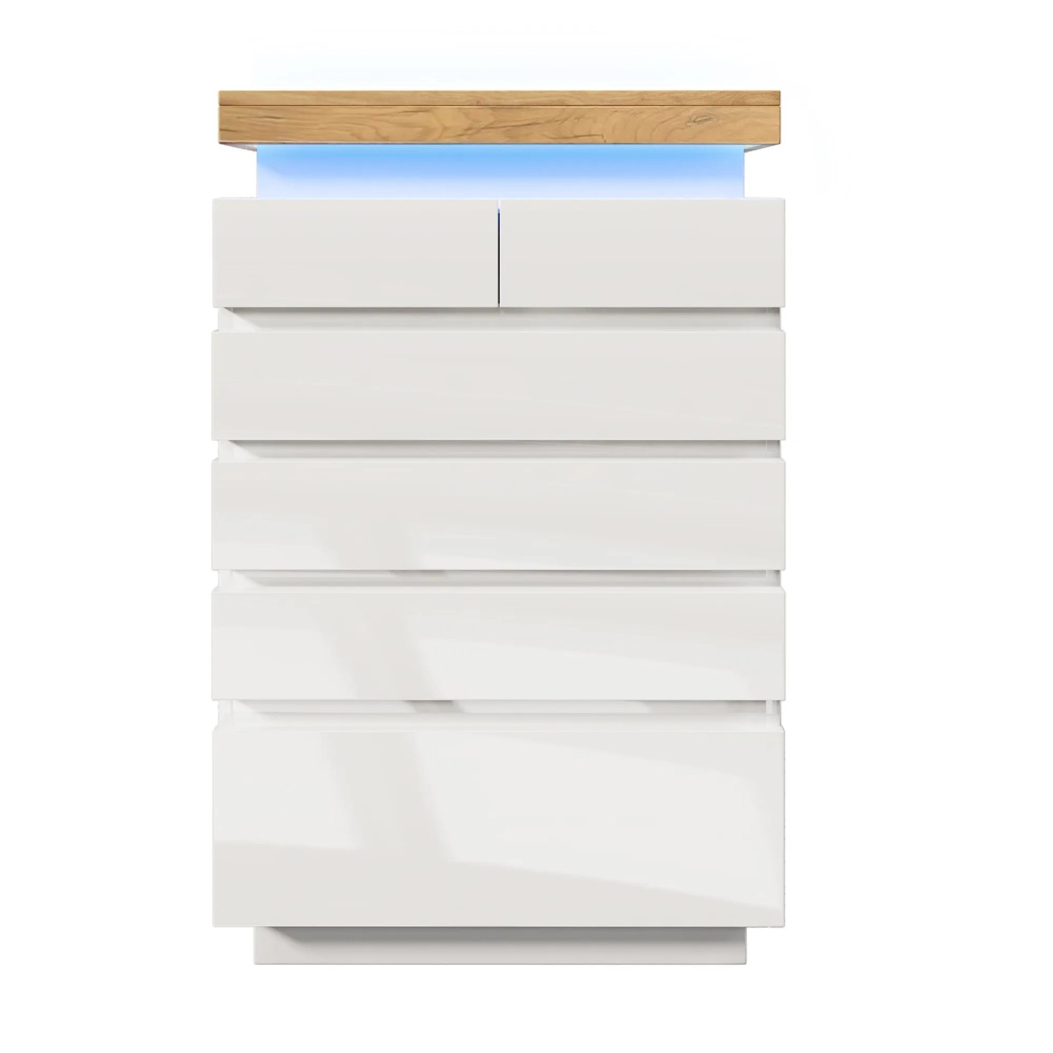 Merax Sideboard 115x73x39cm LED 6 Schubladen Weiß
