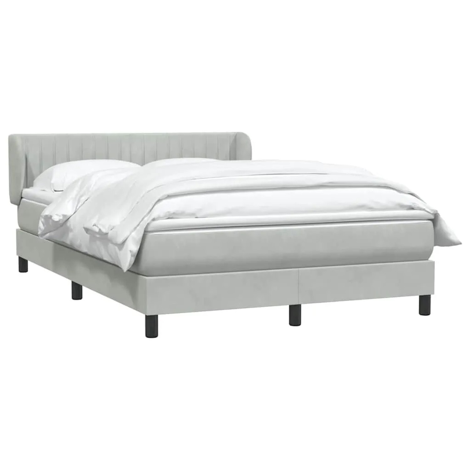 vidaXL Boxspringbett mit Matratze Hellgrau 160x210 cm Samt 3317697 günstig online kaufen