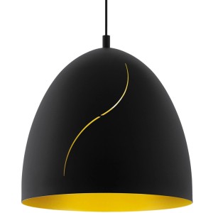 Eglo Hängeleuchte Hunningham, schwarz-goldene Pendelleuchte mit geschwungenem Design.