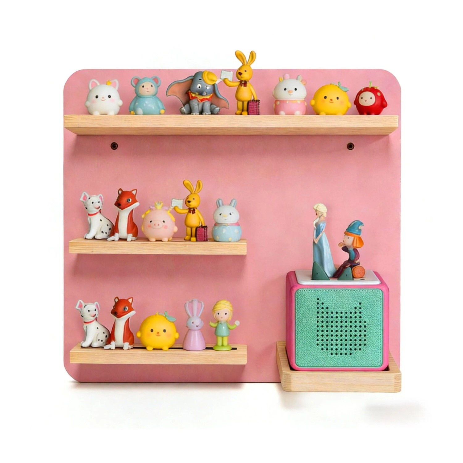 Relaxdays Toniebox Wandregal MDF Kiefernholz Rosa Mit Magnetstreifen 29 cm x 39 cm x 15 cm 2 kg