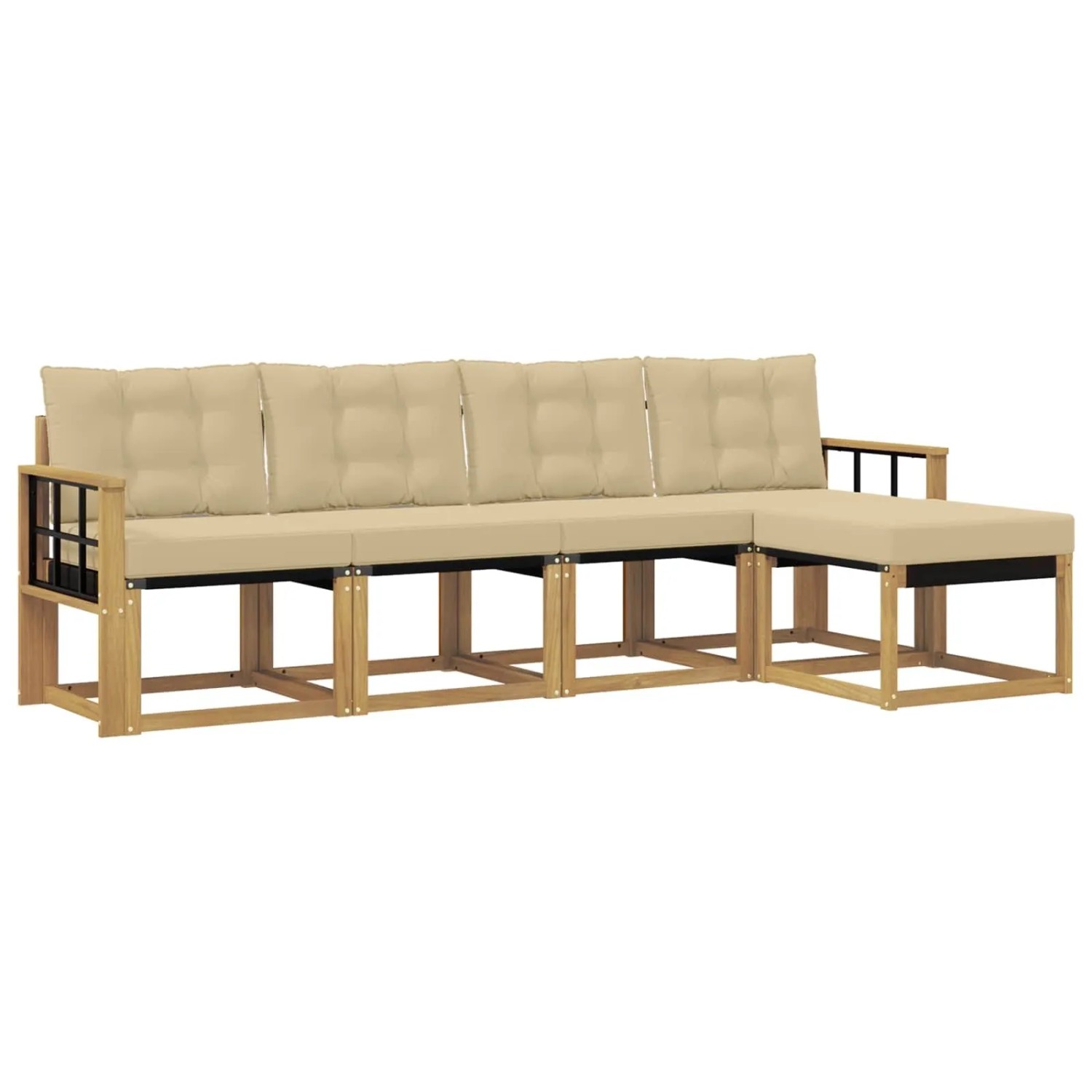 vidaXL Outdoor-Sofagarnitur mit Kissen 5-Tlg Weiß und Beige 3389387
