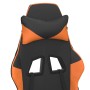Gaming-Stuhl in Schwarz und Orange mit Kopfstütze, Rückenansicht.