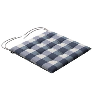 Dekoria Stuhlkissen Ulrich, weiß-dunkelblau kariert, mit Bindebändern, 40x40 cm.