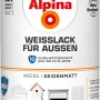 Dose Alpina Weißlack für Außen, seidenmatt, 750ml. Ideal für wetterfesten Anstrich.