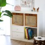 HMF 37640-M2 Aufbewahrungskorb Kallax Regale Korb Rattan Wiener Geflecht und Akazienholz Muster 2 32 x 34 x 32 cm_5