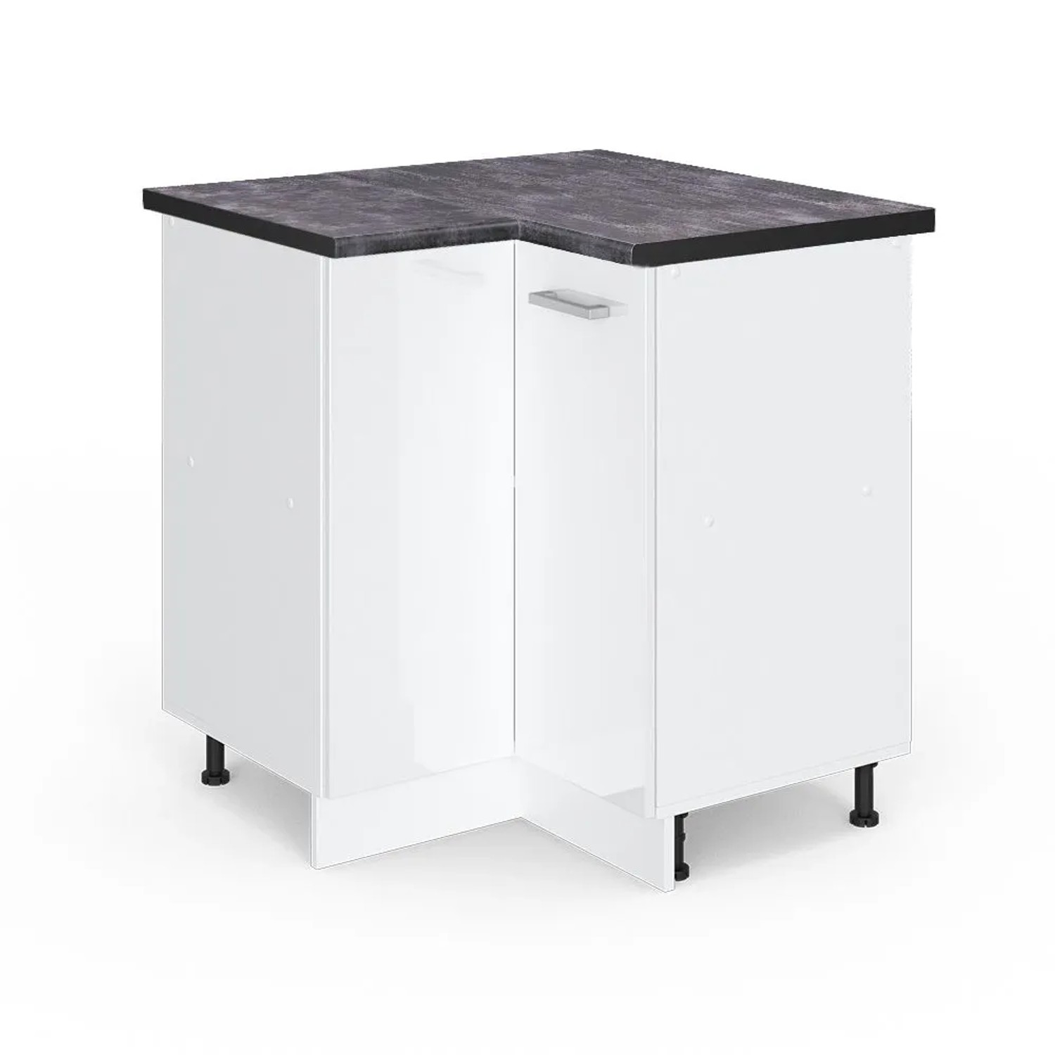 Vicco Eckunterschrank R-Line Weiß Hochglanz Weiß 76 cm AP Anthrazit