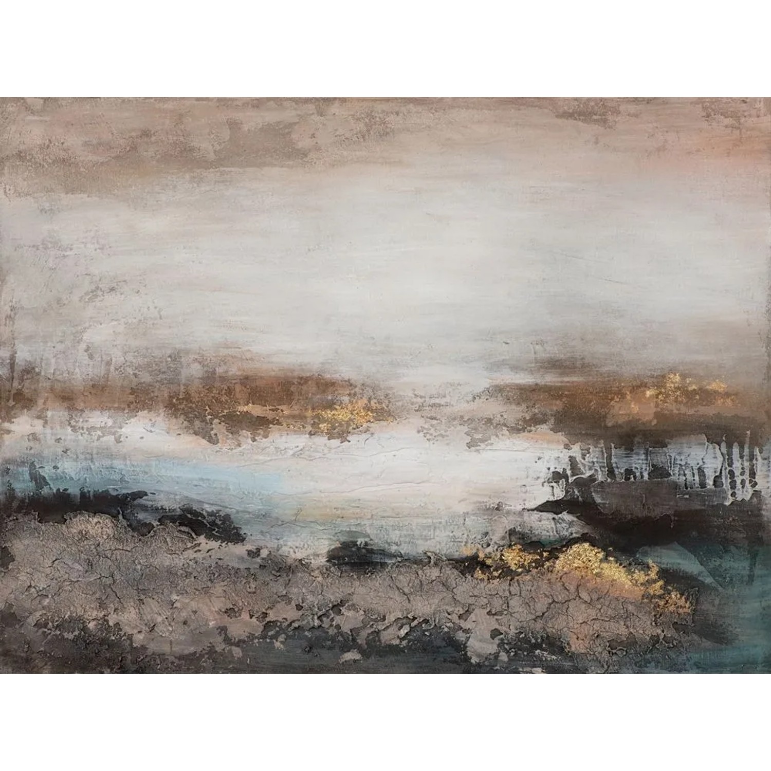 Art Universe Leinwandbild Farbkomposition in Weiß und Beige 90 x 120 cm