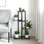 Schwarzer vidaXL Blumenständer mit 4 Etagen aus Metall, 43x22x76 cm.