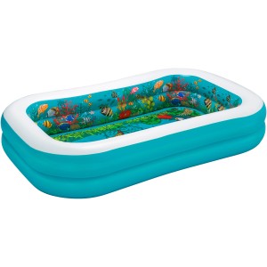 Rechteckiges Bestway Family Pool Planschbecken mit 3D Unterwasserwelt-Motiv.