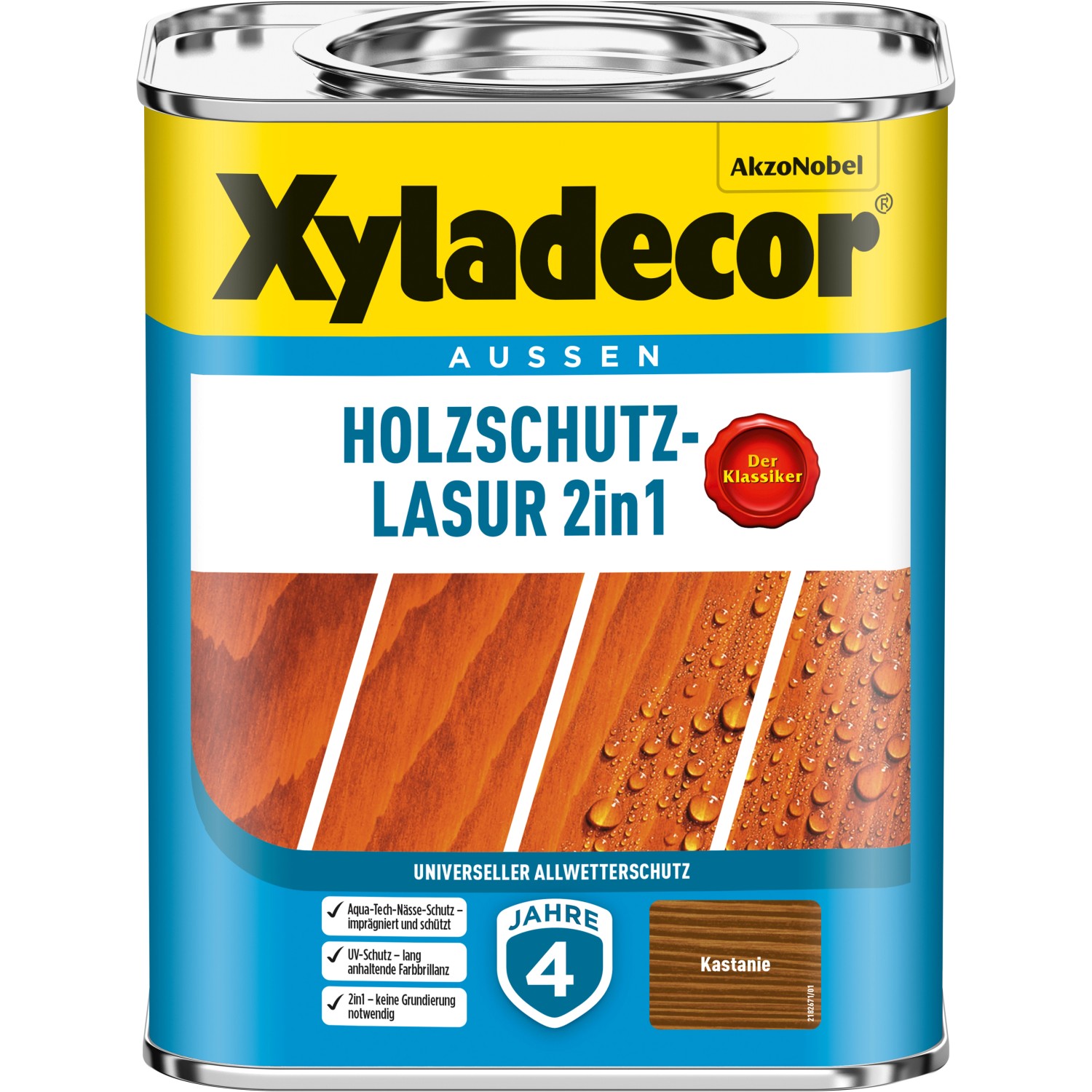 Xyladecor Holzschutz-Lasur 2in1 Kastanie matt 750 ml
