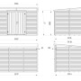 Technische Zeichnung: Palmako Holz-Gartenhaus mit Pultdach, Maße 330x228 cm, unbehandelt.