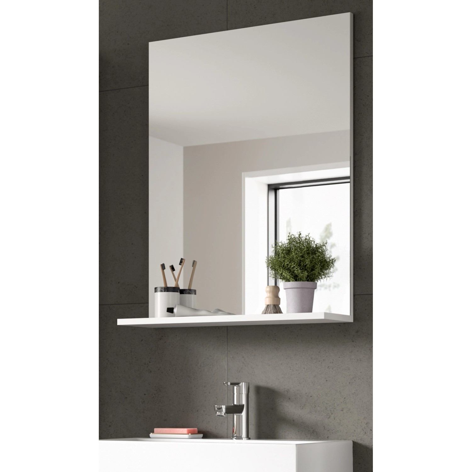 Inn.Furn Badezimmer Spiegel in Weiß 60 x 79 cm Shawn günstig online kaufen