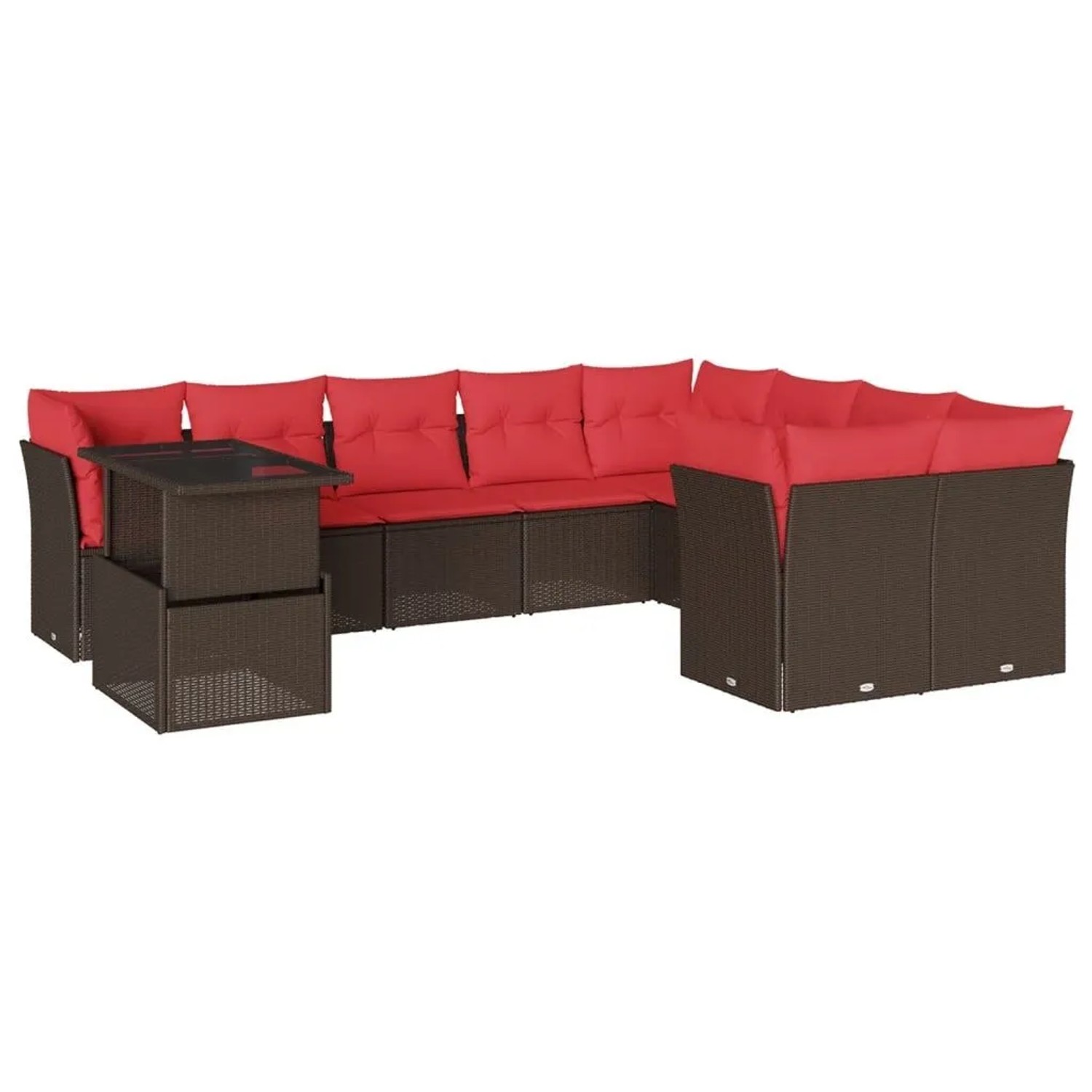 vidaXL 10-Tlg Gartensofa-Set mit Kissen Braun Polyrattan 3266854 günstig online kaufen
