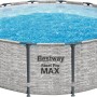 Bestway Stahlrahmen Pool Set Steel Pro Max, Ø 427 cm, grau, mit Wasserfüllung.