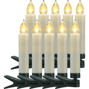 Kabellose LED-Baumlichter, 10 Stück, warmweiß, mit Clip zur Befestigung, für stimmungsvolle Weihnachtsbeleuchtung.