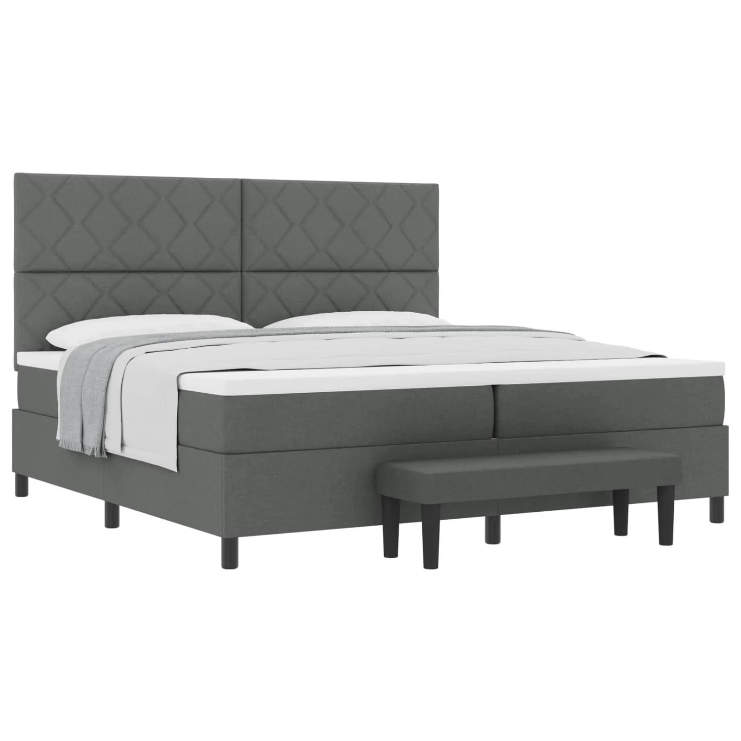 vidaXL Boxspringbett mit Matratze Dunkelgrau 200 x 200 cm Stoff 3344171