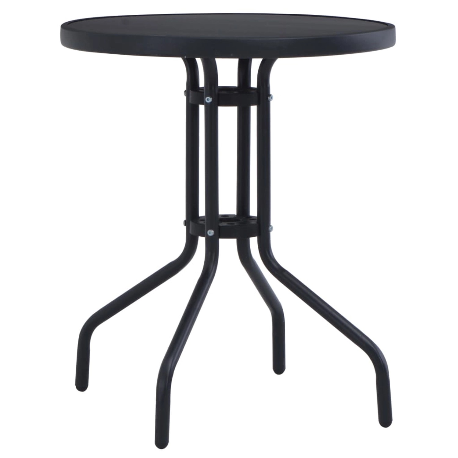 vidaXL Gartentisch Schwarz 60 cm Stahl und Glas 47252