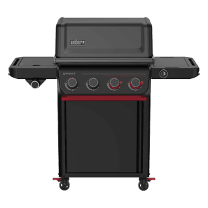 Weber Gasgrill Spirit EPX-435R Stealth Schwarz mit 4 Brennern, Seitenbrenner und digitalem Thermometer.