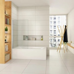 Duschparadies Badewannenaufsatz 80x140cm, 6mm ESG Glas, chrom glänzend. Duschabtrennung im Badezimmer.