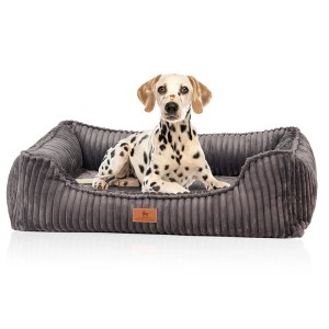 Graues Knuffelwuff Hundebett Sedona Orthopädisch Breitcord XXL mit Dalmatiner.