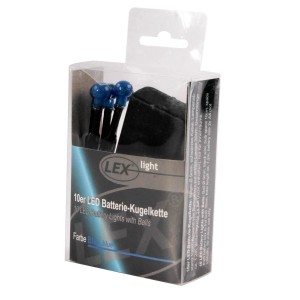 Lex 10er LED Batterie Kugelkette Lichterkette Blaue Kugeln Batterie Beleuchtung