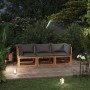 vidaXL 3-Sitzer Gartensofa aus Akazie mit grauen Auflagen im Garten.