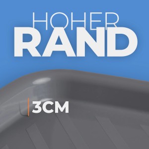 Detailaufnahme: Hoher Rand (3 cm) des anthrazitfarbenen ProHome Serviertabletts.