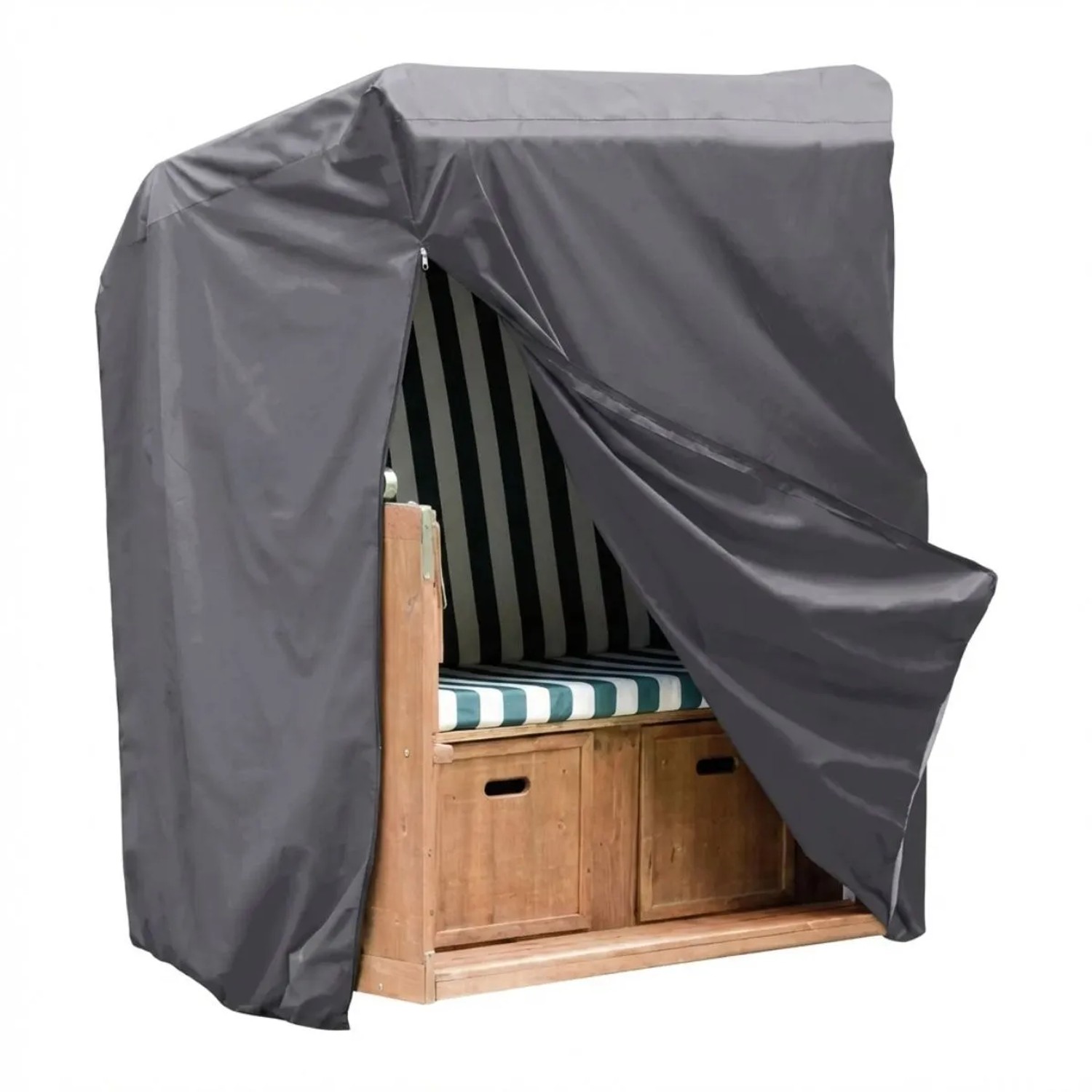 Boni-Shop Strandkorb Schutzhülle Wetterfest Grau 130x105x170/135 cm