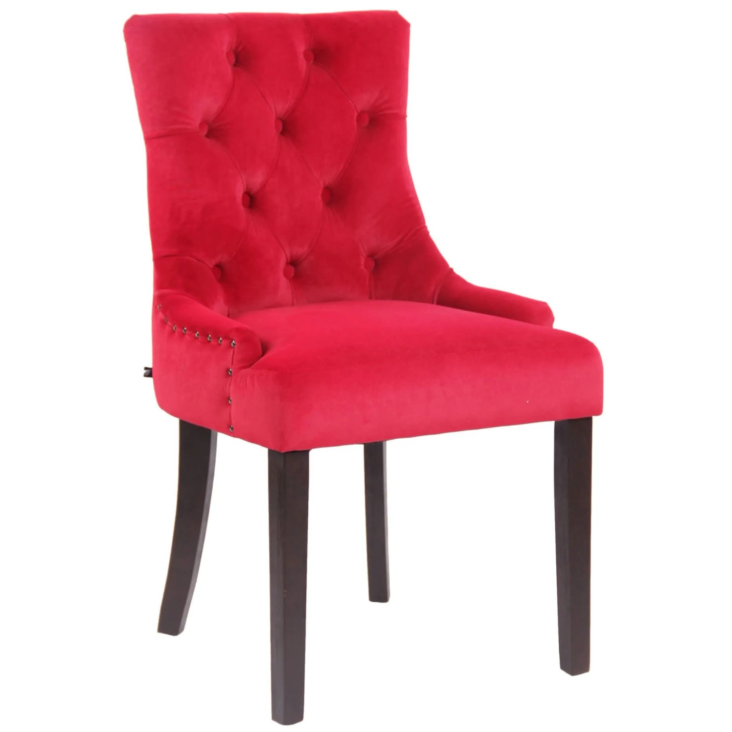 DELUKE Esszimmerstuhl HILON Samt Rot 55x58x92cm Braun Essstühle Esszimmerstühle Küchenstühle Wohnzimmerstühle