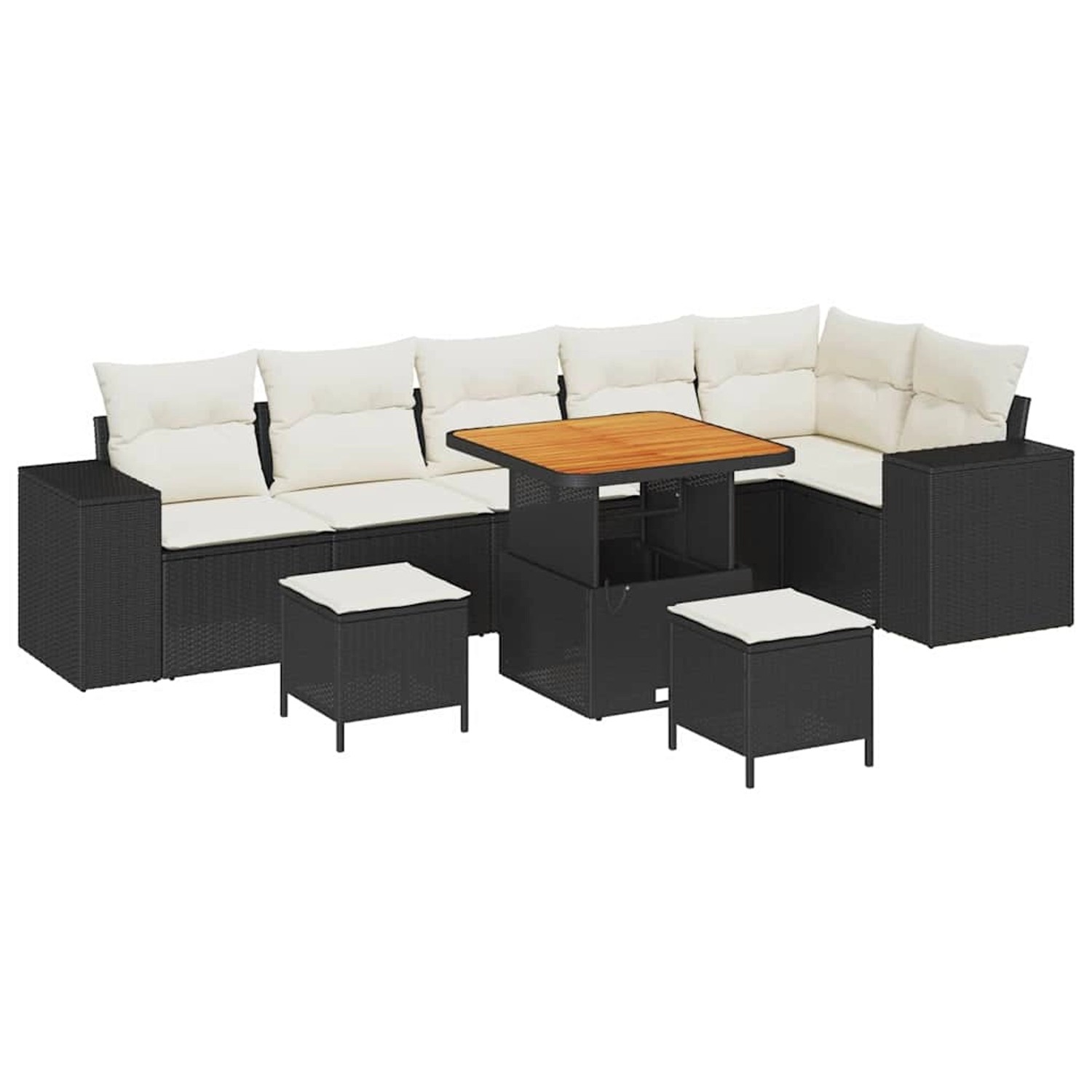 vidaXL Garten-Sofa-Set 9-Tlg Schwarz Poly Rattan 3362020 günstig online kaufen