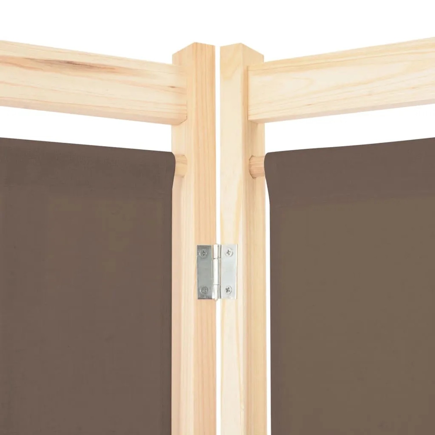 Detailansicht: Brauner VidaXL Raumteiler, 5-teilig, mit Holzrahmen und Stoffbespannung.
