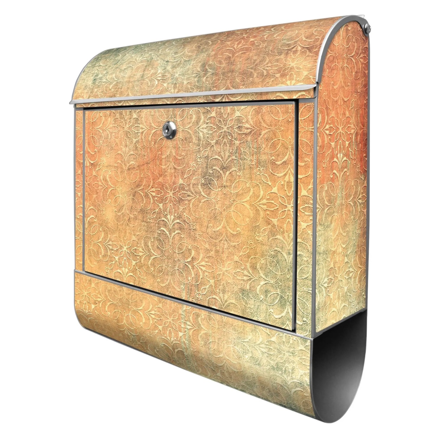 Banjado Design Briefkasten Silber Pulverbeschichtet 39x47x14cm 2 Schlüssel Mit Zeitungsfach Motiv Nostalgisches Muster