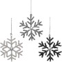 Dekorativer Baumbehang: Schneeflocke in Dunkelsilber, aus kleinen Perlen gefertigt, Ø 11 cm.