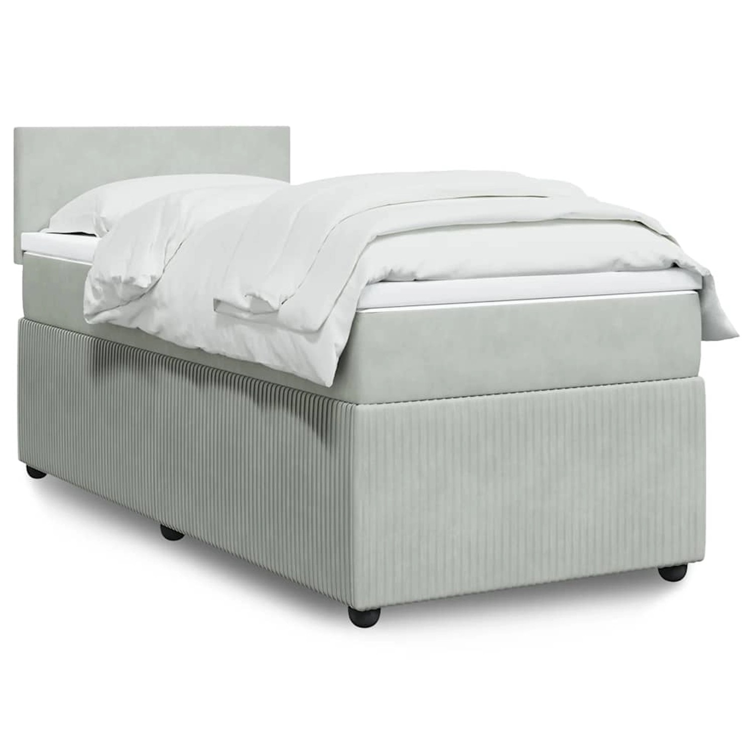 vidaXL Boxspringbett mit Matratze Hellgrau 80x200 cm Samt 3289884 günstig online kaufen