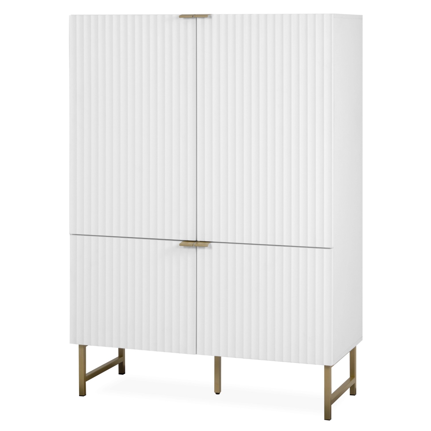 Furn.Design Highboard Weiß Gold 100 x 142 cm 4-türig 3D Struktur Soft-Close günstig online kaufen
