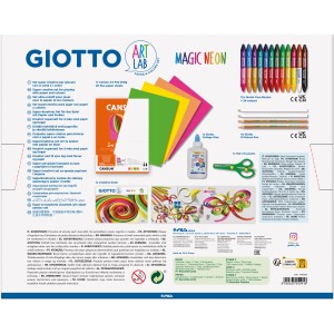 Giotto Bastelset Magic Neon: Kreativ-Set mit Papier, Farben, Schere und Kleber für Quilling-Technik.