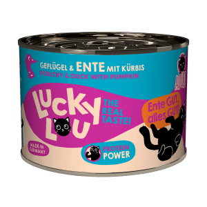 Lucky Lou Katzen-Nassfutter Adult Geflügel & Ente, 200g Dose. Alleinfutter für erwachsene Katzen.