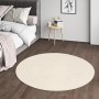 Runder, creme-farbener Hochflor Teppich (160x160cm) der Marke Pergamon, Modell Melia.