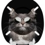 Sanilo WC-Sitz Cool Cat: Toilettendeckel aus Holz mit Katzenmotiv und Sonnenbrille.