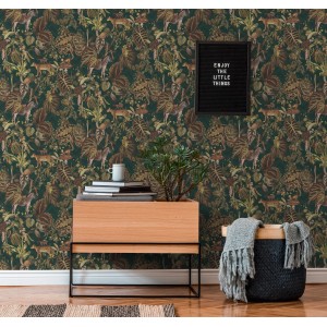 Michalsky Living Vliestapete Change: Dschungel-Motiv in Grün, Braun und Beige.