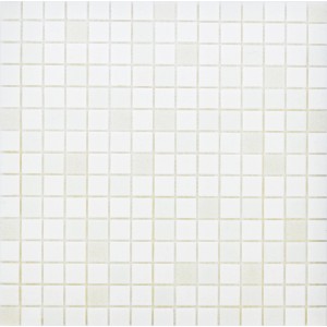 Glasmosaikmatte White-Mix, 32,6x32,6 cm, für vielseitige Anwendungen.