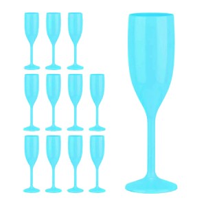 Relaxdays Sektgläser 12er Set Kunststoff Türkis Bruchsicher 21 cm x 6 cm 60 g