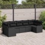 Schwarzes 7-teiliges Garten-Sofa-Set aus Poly Rattan mit Kissen von vidaXL.