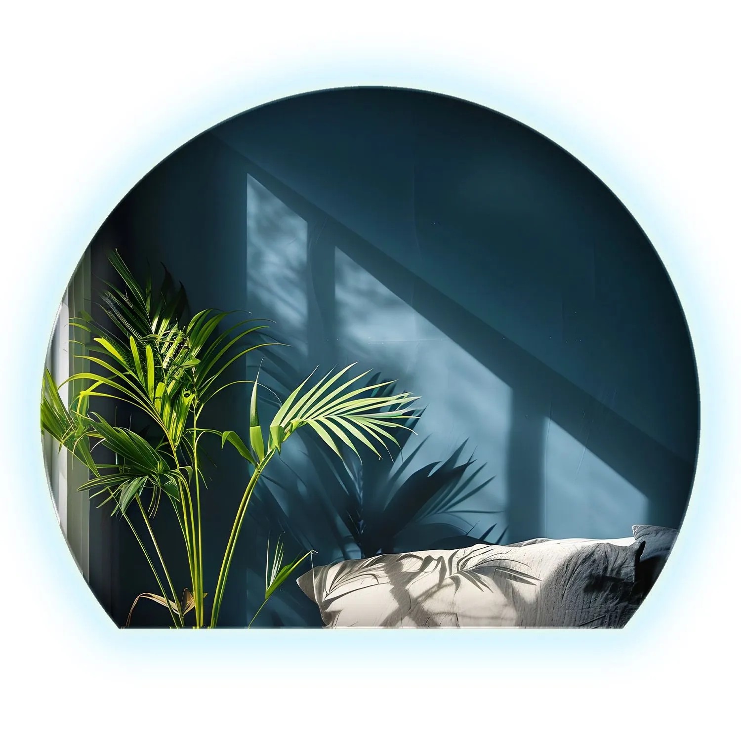Wallfluent LED Wandspiegel 63x70 cm Mit Abgeflachtem Kreis Und Kaltweiß 6500K Beleuchtung Für Badezimmer Und Flur