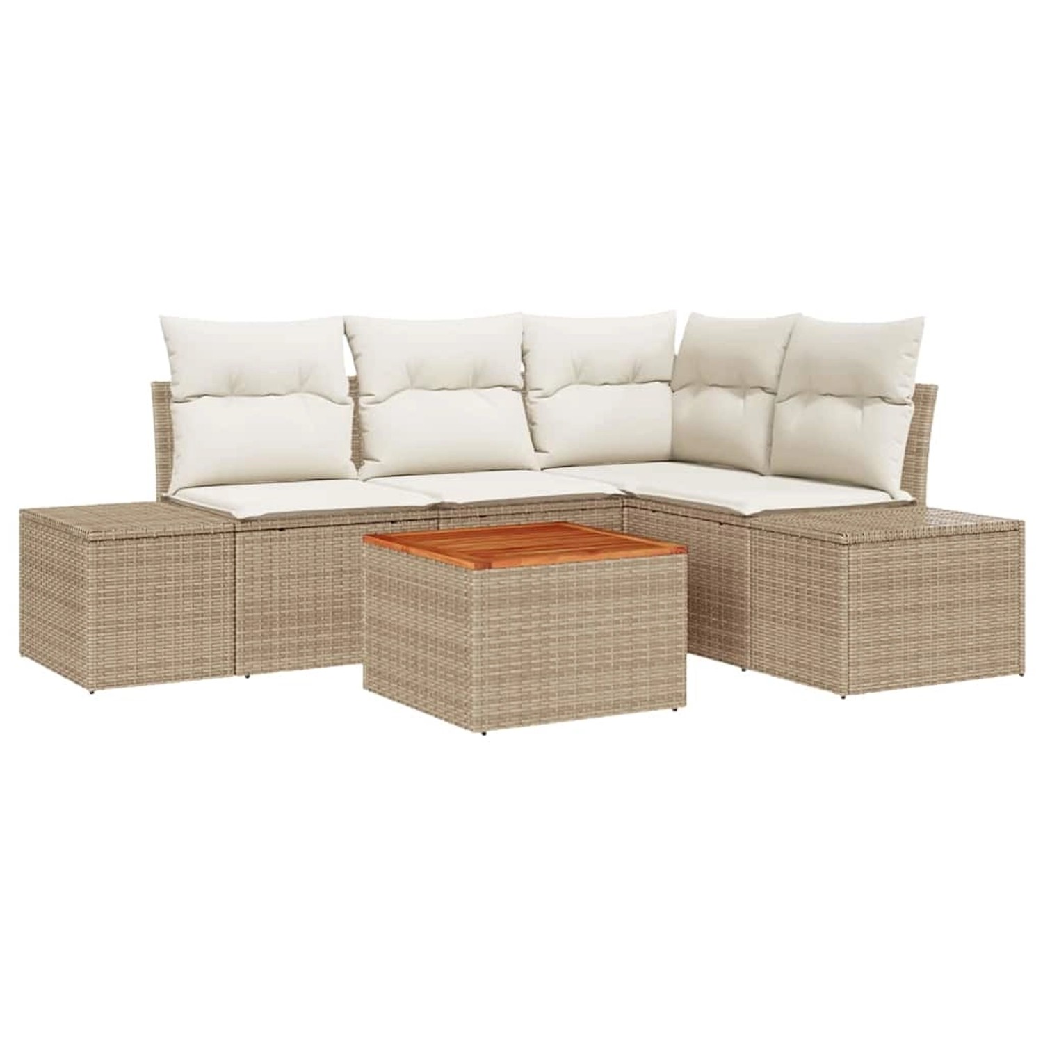 vidaXL Garten-Sofa-Set 5-Tlg Beige Weiß 3356622 günstig online kaufen