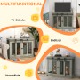 Multifunktionaler, grauer PawHut Hundekäfig aus MDF und Stahl als TV-Ständer, Endtisch und Hundekiste.
