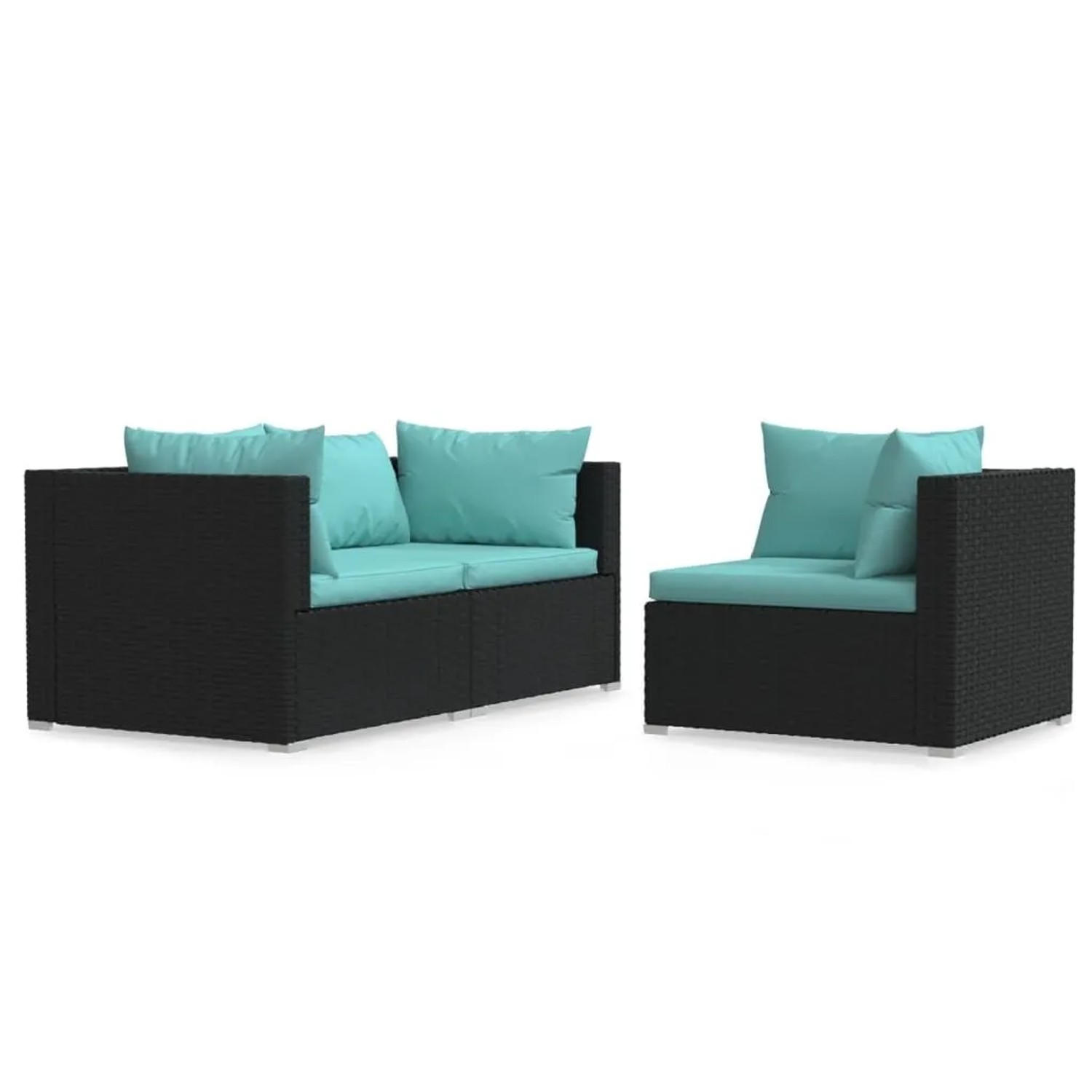 Thumbnail - vidaXL 3-Tlg Garten-Lounge-Set mit Kissen Schwarz Poly Rattan 317538