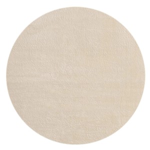 Runder, einfarbiger Floornovo Hochflor Teppich in hellem Beige, Durchmesser 200 cm. Weiche, dichte Oberfläche.