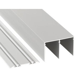 Schienen-Baupaket Profil Silber, 2-spurig, 3000 mm für Schiebetüren.